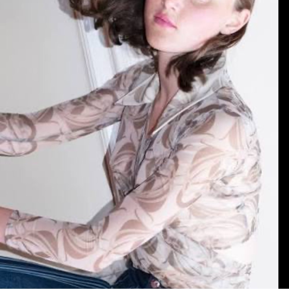 Anna Isabella sheer print wrap shirt